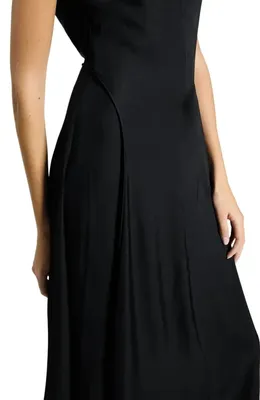 Theory Theory Boat Neck Midi Dress in Black — Women Winter black Dresses