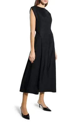 Theory Theory Boat Neck Midi Dress in Black — Women Winter black Dresses