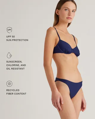 Quince Quince | Women's Italian Demi Bikini Top in Deep Navy — Women Winter navy Swimwear