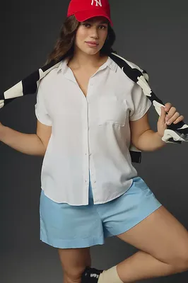 Cloth & Stone Breezy Buttondown Blouse in silver — Spring silver