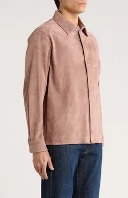 FRAME FRAME Suede Shirt Jacket in Smoky Mauve — Men Autumn grey Outerwear