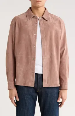 FRAME FRAME Suede Shirt Jacket in Smoky Mauve — Men Autumn grey Outerwear