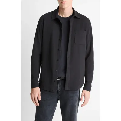 Vince Vince Knit Button-Up Shirt Jacket in Black — Men Winter black Tops