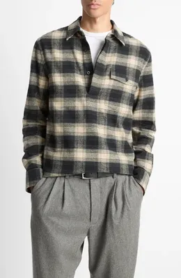 Vince Vince Bowden Plaid Cotton Popover Shirt in Black Combo — Men Summer black Tops