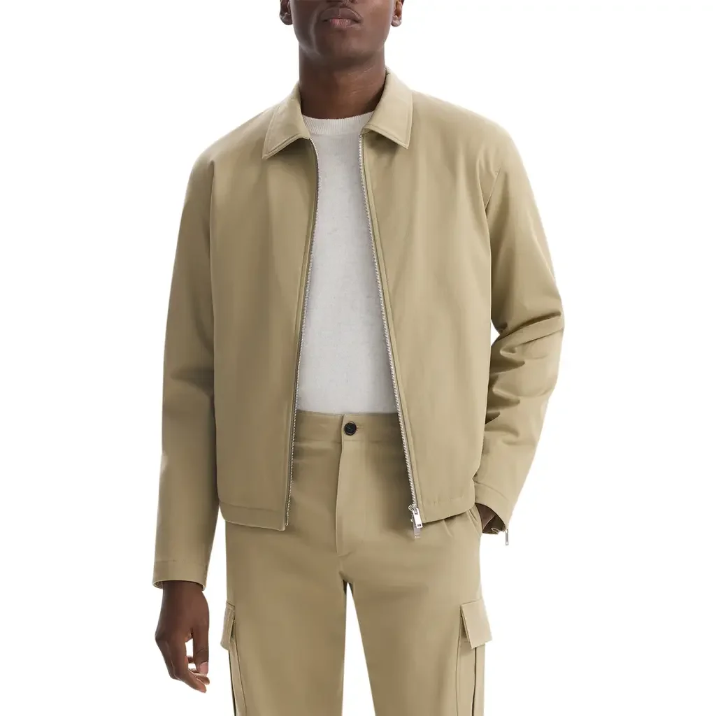 Theory Theory Cotton Twill Zip Cuff Bomber Jacket in Khaki — Men Autumn beige Outerwear