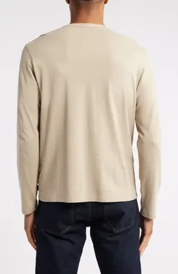 AG AG Bryce Long Sleeve Henley Shirt in Dry Dust — Men Spring ivory Tops