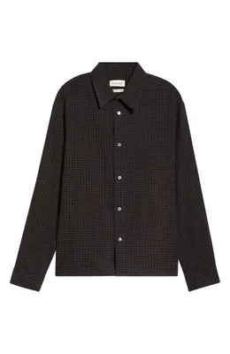 FRAME FRAME Check Cotton & Wool Button-Up Shirt in Navy Check — Men Winter navy Tops