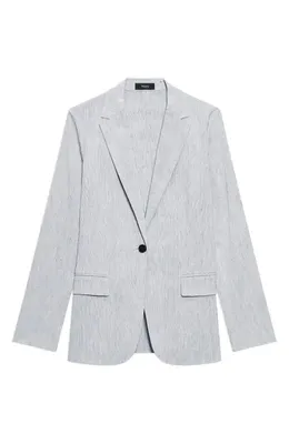 Theory Theory Staple Linen Blend Blazer in Black Multi — Women Winter silver Blazers