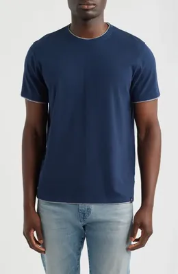 AG AG Como Double Layer Crewneck T-Shirt in Deep Navy/heather Grey — Men Winter navy Tops
