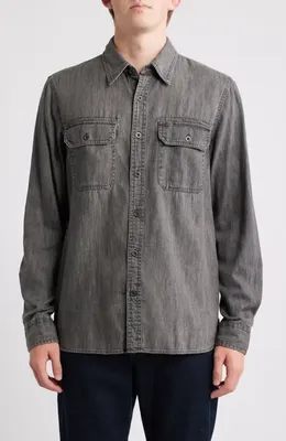 AG AG Curtis Classic Fit Button-Up Work Shirt in Aspen — Men Summer grey Tops
