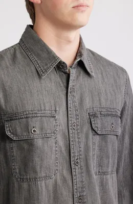AG AG Curtis Classic Fit Button-Up Work Shirt in Aspen — Men Summer grey Tops