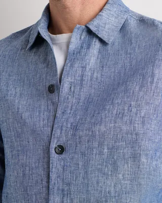 Quince Quince | Men's 100% European Linen Chore Jacket in Chambray Blue in Chambray Blue — Men Summer Outerwear