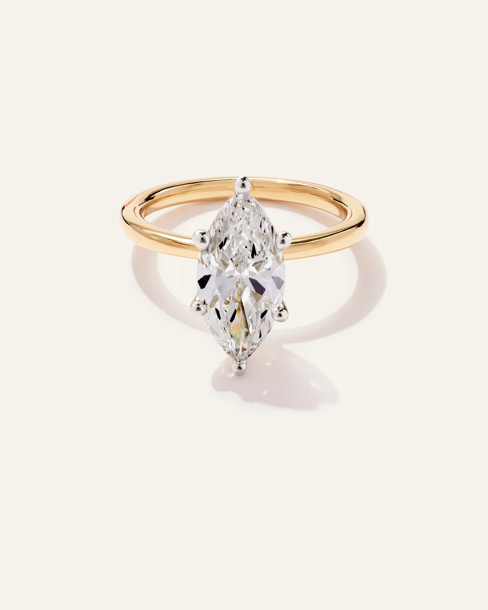 Quince Quince | Women's Lab Grown Diamond Marquise Comfort Fit Engagement Ring 3ct in Yellow Gold — Women Spring gold Accessories