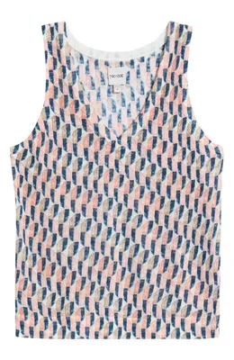 NIC+ZOE NIC+ZOE Print Ramie Blend Sweater Tank in Pink Multi — Women Summer pink Tops