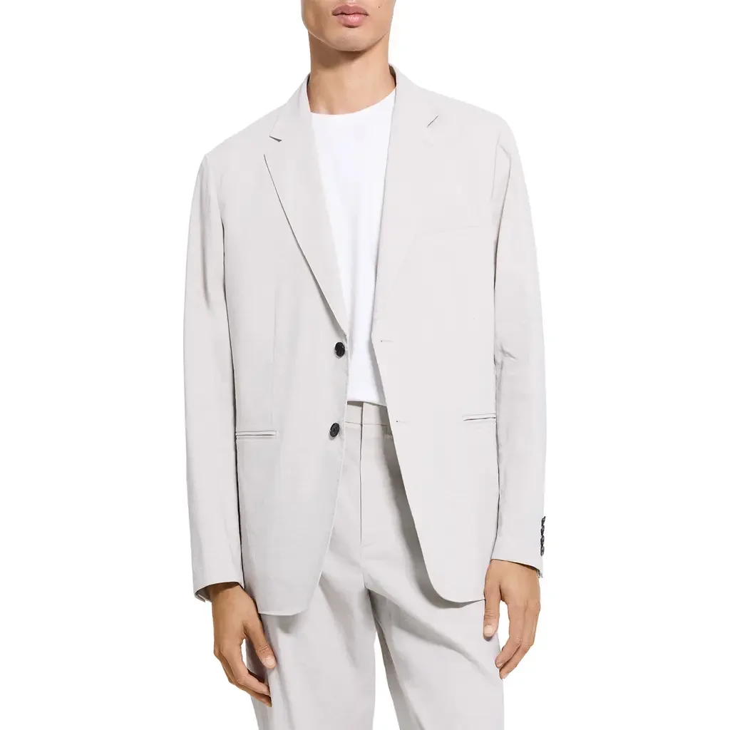 Theory Theory Standard Linen Blend Suit Jacket in Silver Cloud — Men Summer ivory Outerwear