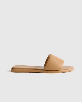 Quince Quince | Women's Italian Leather Slide Sandal in Cashew — Women Autumn tan Accessories