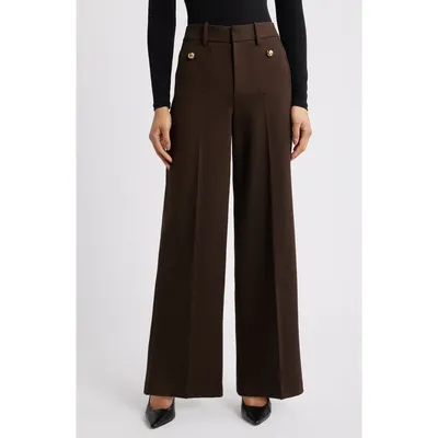 FRAME FRAME The Modernist High Waist Wide Leg Pants in Americano — Women Autumn chocolate Pants