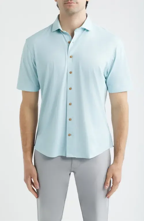 johnnie-O johnnie-O Breck Hangin' Out Knit Short Sleeve Button-Up Shirt in Sardinia — Men Summer Tops