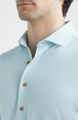 johnnie-O johnnie-O Breck Hangin' Out Knit Short Sleeve Button-Up Shirt in Sardinia — Men Summer Tops