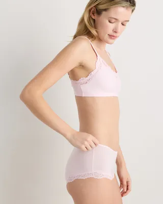Quince Quince | Women's Second Skin Lace Boyshort in Light Pink — Women Spring white Underwear