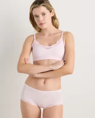 Quince Quince | Women's Second Skin Lace Boyshort in Light Pink — Women Spring white Underwear