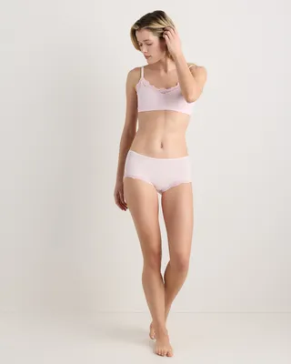 Quince Quince | Women's Second Skin Lace Boyshort in Light Pink — Women Spring white Underwear
