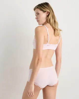 Quince Quince | Women's Second Skin Lace Boyshort in Light Pink — Women Spring white Underwear