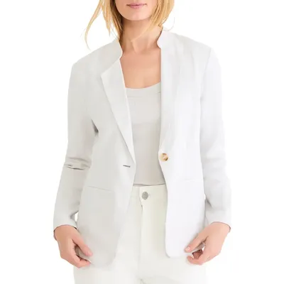 NIC+ZOE NIC+ZOE Eva Linen Blend Blazer in Silver Wisp — Women Winter white Outerwear