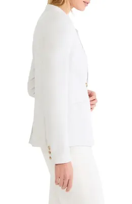 NIC+ZOE NIC+ZOE Eva Linen Blend Blazer in Silver Wisp — Women Winter white Outerwear