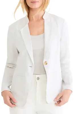 NIC+ZOE NIC+ZOE Eva Linen Blend Blazer in Silver Wisp — Women Winter white Outerwear