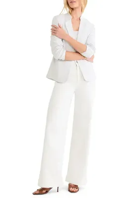 NIC+ZOE NIC+ZOE Eva Linen Blend Blazer in Silver Wisp — Women Winter white Outerwear