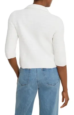 NIC+ZOE NIC+ZOE Elbow Sleeve Textured Knit Jacket in Paper White — Women Winter white Outerwear