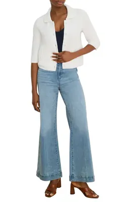 NIC+ZOE NIC+ZOE Elbow Sleeve Textured Knit Jacket in Paper White — Women Winter white Outerwear