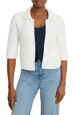 NIC+ZOE NIC+ZOE Elbow Sleeve Textured Knit Jacket in Paper White — Women Winter white Outerwear