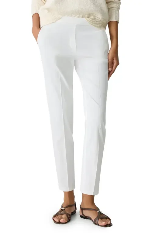 Theory Theory Treeca Linen Blend Pull-On Crop Pants in White — Women Winter white Trousers & Chinos