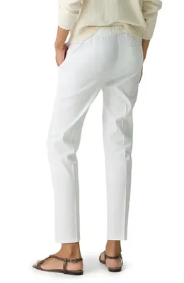 Theory Theory Treeca Linen Blend Pull-On Crop Pants in White — Women Winter white Trousers & Chinos