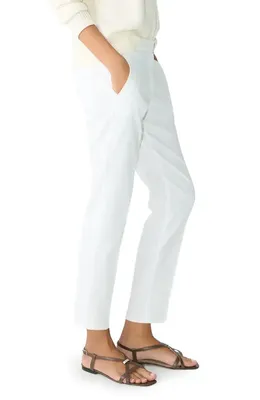Theory Theory Treeca Linen Blend Pull-On Crop Pants in White — Women Winter white Trousers & Chinos
