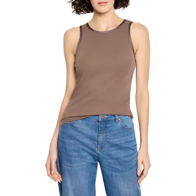 NIC+ZOE NIC+ZOE Perfect Knit Trimmed Tank in Cocoa — Women Autumn brown Tops