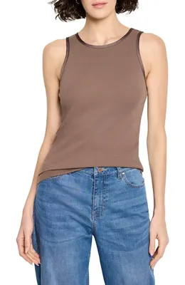 NIC+ZOE NIC+ZOE Perfect Knit Trimmed Tank in Cocoa — Women Autumn brown Tops