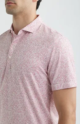 johnnie-O johnnie-O Watercolors Floral Performance Jersey Polo in Racing Red — Men Spring pink Tops