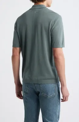 rag & bone rag & bone Conrad Silk & Cotton Dalton Knit Button-Up in Forest — Men Summer grey Tops