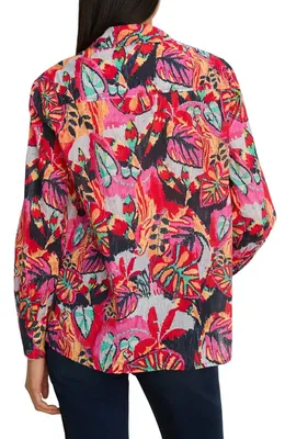 NIC+ZOE NIC+ZOE Kauai Garden Crinkle Shirt in Red Multi — Women Spring red Tops