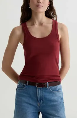 AG AG Ashley Scoop Neck Tank in Adobe Clay — Women Autumn burgundy Tops