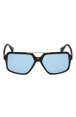 rag & bone rag & bone 56mm Navigator Sunglasses in Milky Classic Tort /Blue in Milky Classic Tort/Blue — Unisex Winter brown Accessories