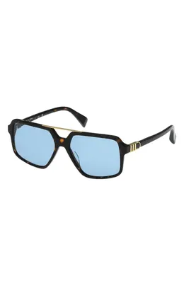 rag & bone rag & bone 56mm Navigator Sunglasses in Milky Classic Tort /Blue in Milky Classic Tort/Blue — Unisex Winter brown Accessories
