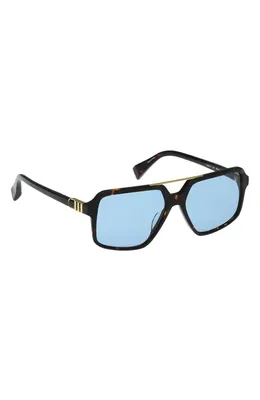rag & bone rag & bone 56mm Navigator Sunglasses in Milky Classic Tort /Blue in Milky Classic Tort/Blue — Unisex Winter brown Accessories