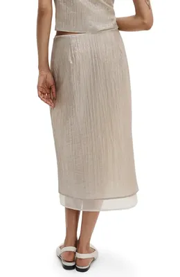 rag & bone rag & bone Suki Metallic Midi Skirt in Beige — Women Autumn tan Midi Skirts