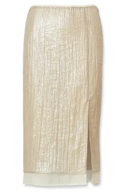 rag & bone rag & bone Suki Metallic Midi Skirt in Beige — Women Autumn tan Midi Skirts