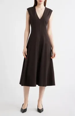 FRAME FRAME The Studio Cotton Midi Dress in Mocha — Women Autumn black Dresses