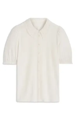Boden Boden Nessa Broderie Top in Ivory — Women Spring yellow Tops